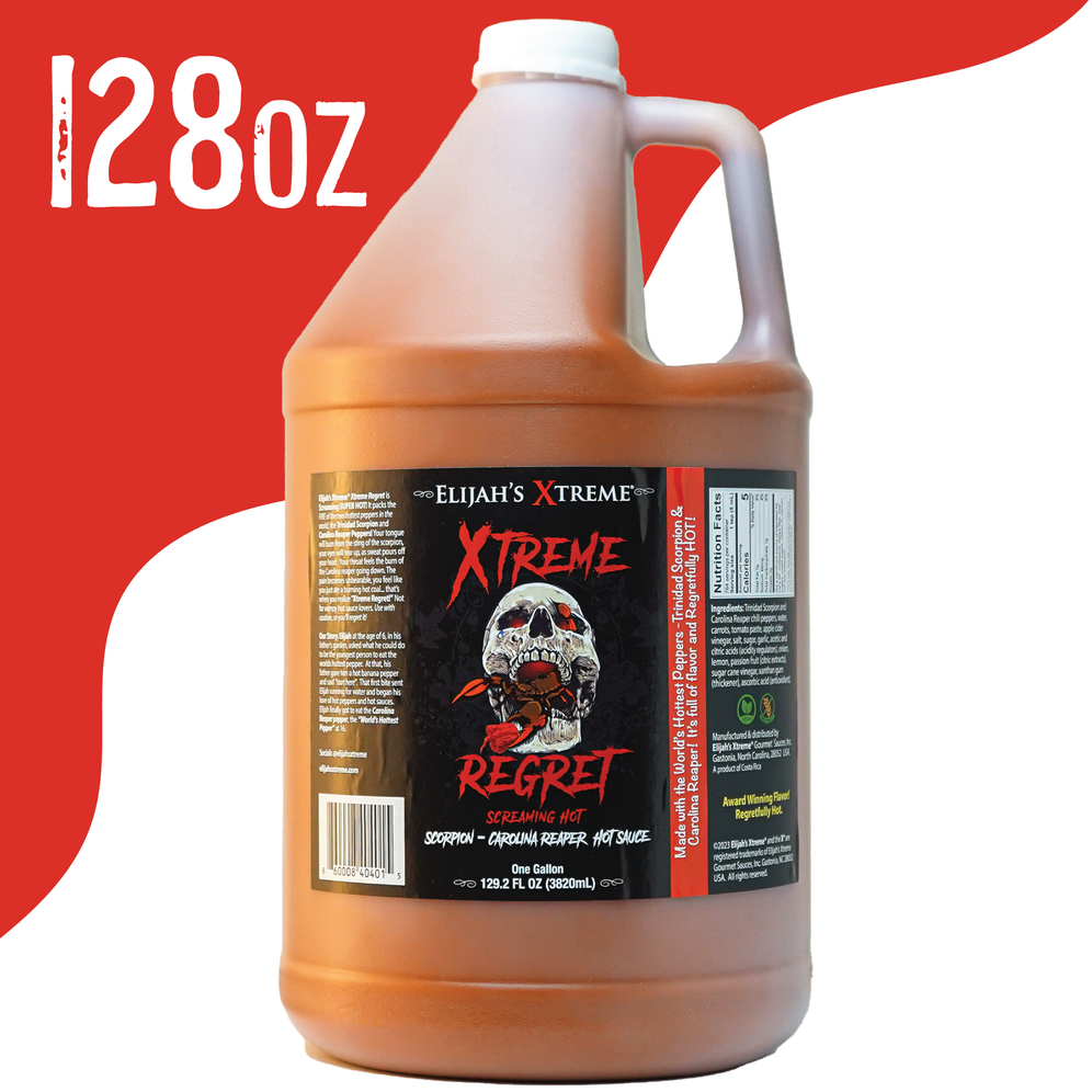 Gallon de sauce piquante Xtreme Regret (128 oz)