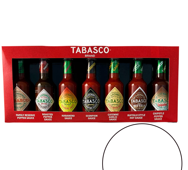 TABASCO® Brand Gift Set 'BURNING FLAVOURS' 7 x 148ml glass bottles